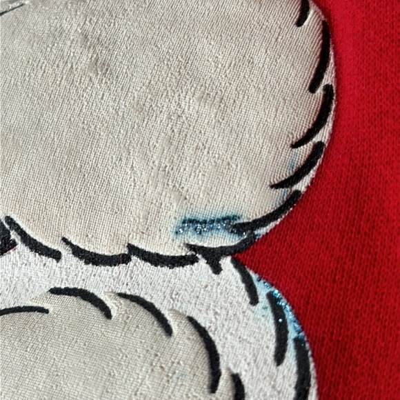 Red Hug Me In Texas 80s Christmas Teddy Bear Vintage Sweatshirt 1987 size XL - Picture 7 of 16